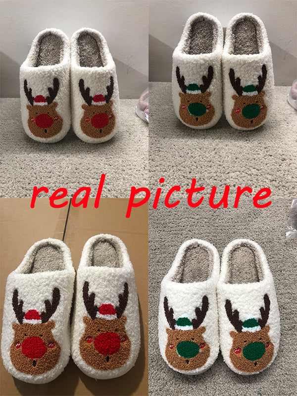 Soft Cozy Winter Home Elk Slippers