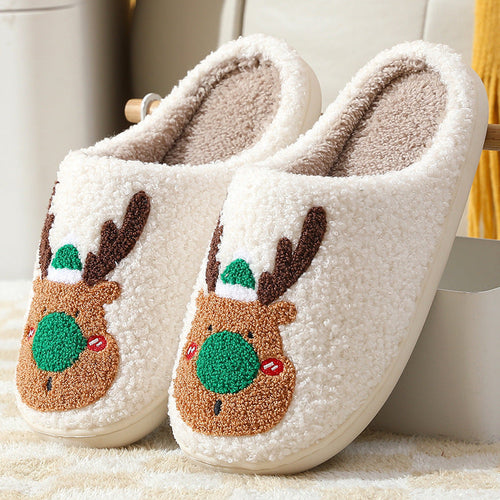 Soft Cozy Winter Home Elk Slippers