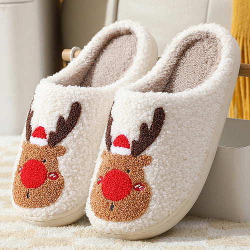 Soft Cozy Winter Home Elk Slippers