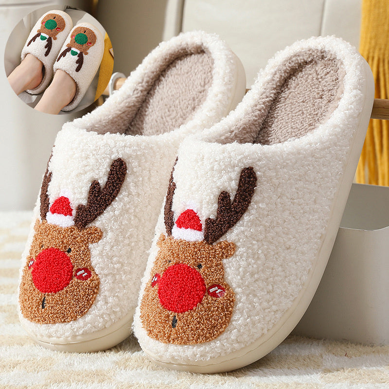 Soft Cozy Winter Home Elk Slippers