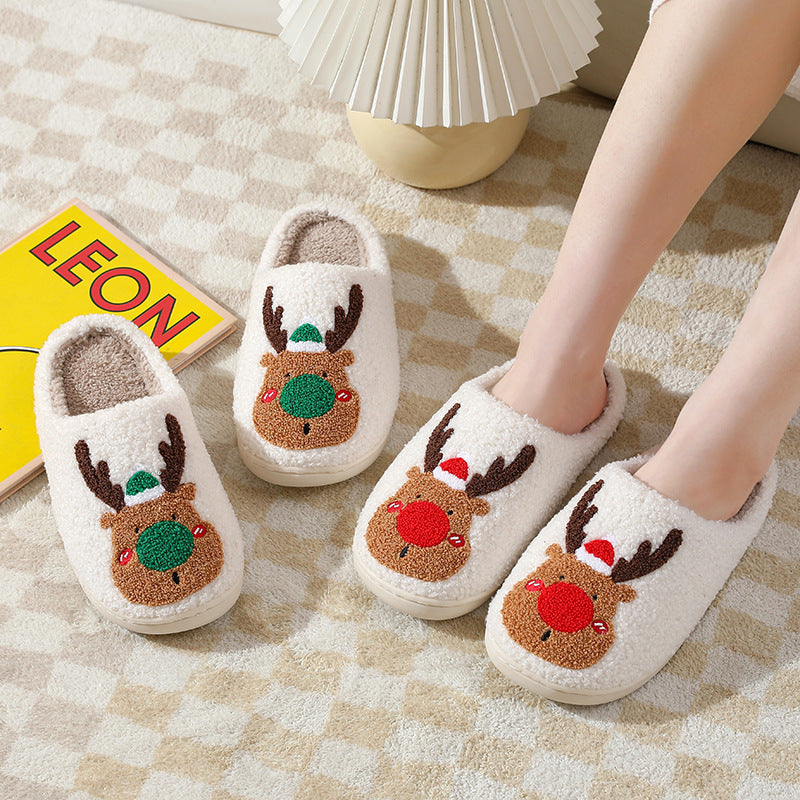 Soft Cozy Winter Home Elk Slippers
