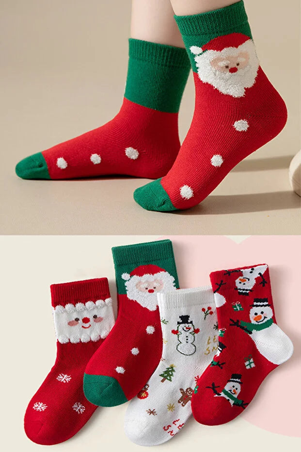 4 Pairs of Christmas Socks Kids and Adults