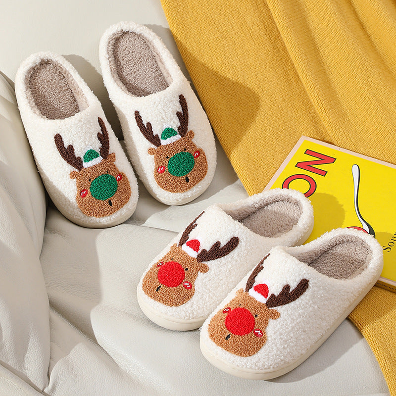 Soft Cozy Winter Home Elk Slippers